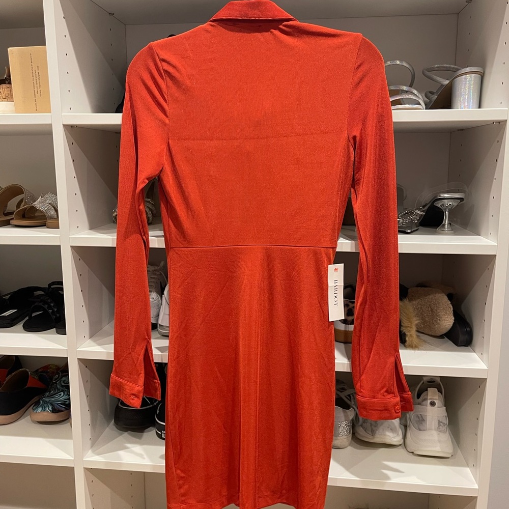 BNWT Bardot The Bunched Long Sleeve Burnt Orange Dress - Picture 6 of 6